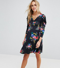 Чайное платье с принтом и драпировкой на плечах ASOS Maternity - Мульти