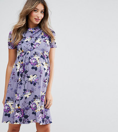 Платье с цветочным принтом и отделкой спереди ASOS Maternity - Мульти
