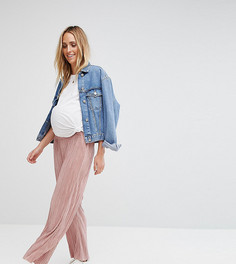 Укороченные широкие брюки плиссе для беременных ASOS Maternity - Розовый