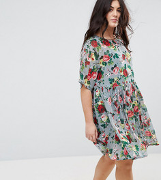 Свободное платье с цветочным принтом ASOS CURVE - Мульти