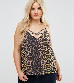 Топ с перекрестными бретелями и анималистичным принтом ASOS CURVE - Мульти