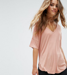 Оверсайз-футболка в рубчик ASOS PETITE - Розовый