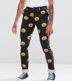 Брюки скинни с принтом тыквы ASOS TALL Halloween - Черный