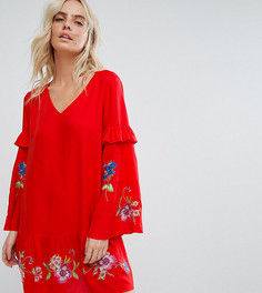 Свободное платье мини с вышивкой ASOS PETITE ULTIMATE - Красный
