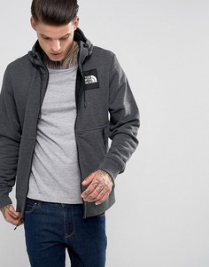 Темно-серый меланжевый худи на молнии с квадратным логотипом The North Face - Серый