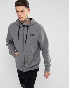 Серый меланжевый худи на молнии с логотипом The North Face Open Gate - Серый