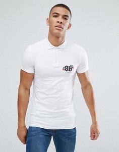 Поло обтягивающего кроя с принтом вишни ASOS - Белый