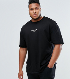 Черная футболка оверсайз с маленьким логотипом Sixth June PLUS - Черный