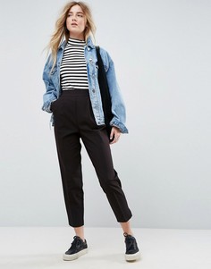 Суженные книзу брюки с завышенной талией ASOS - Черный