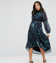 Платье миди с принтом и кружевными вставками Hope &amp; Ivy Maternity - Мульти
