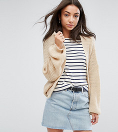 Пушистый кардиган крупной вязки в рубчик ASOS TALL - Светло-серый