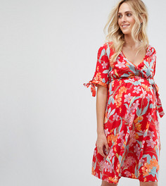 Платье с запахом и принтом New Look Maternity - Красный