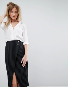 Блузка с открытым воротом и большим карманом ASOS - Белый