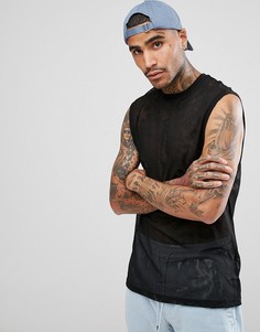 Черная сетчатая футболка без рукавов ASOS - Черный