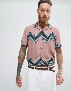 Розовая рубашка из вискозы с шевронным принтом ASOS - Розовый