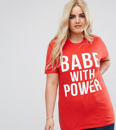 Футболка с принтом Babe With Power Boohoo Plus - Красный