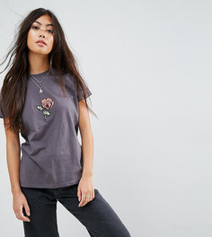 Футболка с розой из пайеток ASOS PETITE - Серый