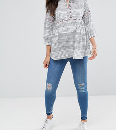 Рваные джинсы с поддерживающей вставкой для животика New Look Maternity - Темно-синий