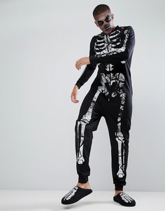 Комбинезон с рисунком скелета ASOS Halloween - Черный