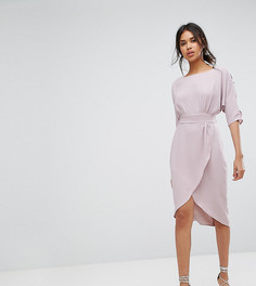 Платье с запахом и пуговицами на рукавах Closet London - Серый