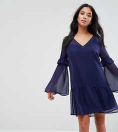 Платье мини с оборкой по краю ASOS PETITE - Темно-синий
