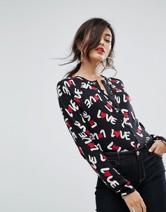 Кардиган с добавлением шерсти и принтом Love Love Moschino - Черный