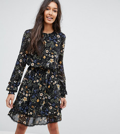 Ярусное платье с цветочным принтом Y.A.S Tall - Черный