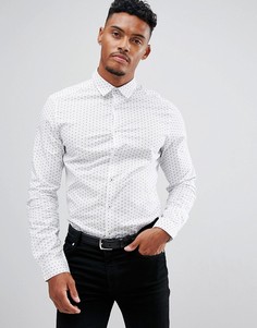 Эластичная строгая рубашка узкого кроя с принтом пейсли ASOS - Белый