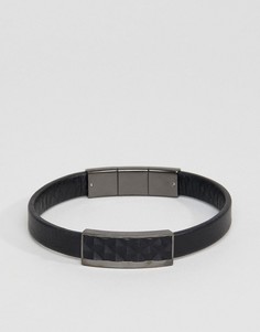 Черный кожаный браслет Emporio Armani - Черный