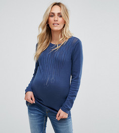 Вязаный джемпер с длинными рукавами Mamalicious - Темно-синий Mama.Licious