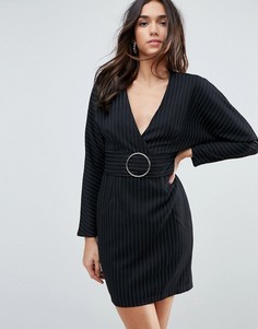 Полосатое платье мини в стиле 80-х с поясом ASOS - Мульти