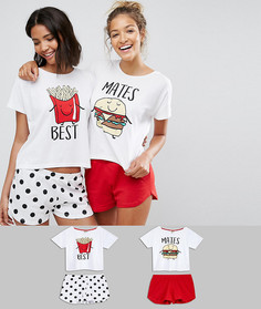 Набор из 2 пижам с футболкой и шортами ASOS - Мульти