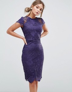 Кружевное платье с короткими рукавами Paper Dolls - Фиолетовый