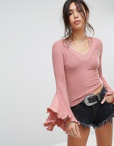 Топ с длинными рукавами Free People Soo Dramatic - Розовый