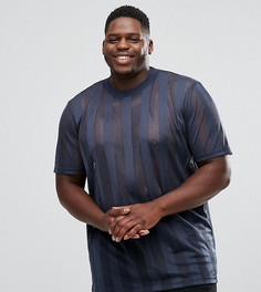 Темно-синяя сетчатая футболка удлиненного кроя ASOS PLUS - Темно-синий