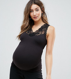 Майка с кружевной отделкой Mamalicious - Черный Mama.Licious