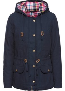 Зимняя куртка с клетчатой подкладкой (темно-синий) Bonprix