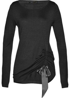 Пуловер с драпировкой (черный) Bonprix