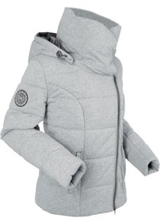 Трикотажная стеганая куртка с шалевым воротником, на ватиновой подкладке (светло-серый меланж) Bonprix
