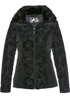Стеганая куртка с бархатистым принтом (черный с рисунком) Bonprix