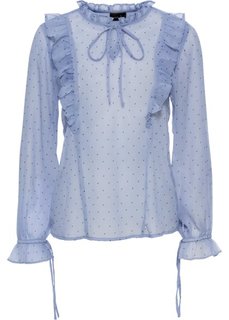 Блузка с воланами (синий/черный в горошек) Bonprix