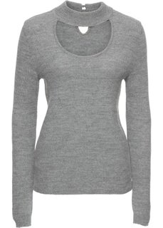 Пуловер с чокером (светло-серый меланж) Bonprix
