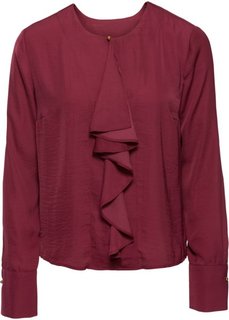 Сатиновая блузка с воланом (бордовый) Bonprix
