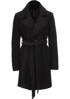 Шерстяное пальто с лацканами (черный) Bonprix