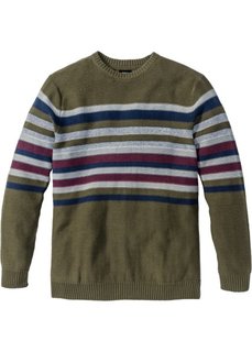 Пуловер Regular Fit (темно-оливковый) Bonprix