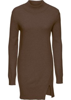 Удлиненный пуловер с разрезом (коричневый) Bonprix