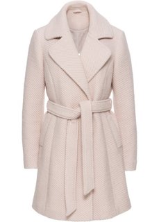 Шерстяное пальто с лацканами (розовый) Bonprix