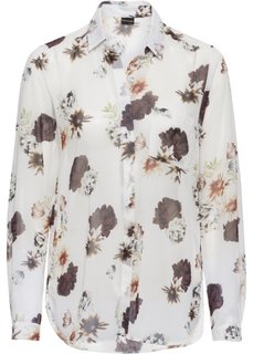 Шифоновая блузка (цвет белой шерсти с рисунком) Bonprix