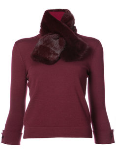 fur scarf detail top Carolina Herrera