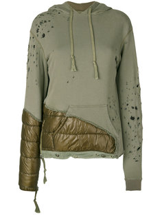 Moncler x Greg Lauren padded panel distressed hoodie Moncler X Craig Green